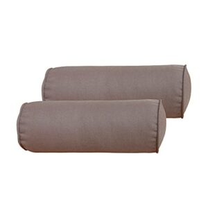 cozplen indoor/outdoor bolster pillows, 16×6 inches solid round lumbar cylinder throw pillows for outdoor furnitures, set of 2, (coffee)