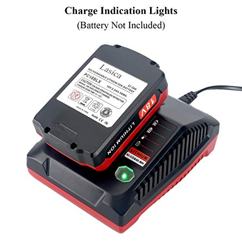 Lasica 18V 3.0A Fast Battery Charger PCXMVC Replacement for Porter-Cable 18-Volt PC18B NiCd, NiMh & Lithium Cordless Tool Battery Packs PC18BL PC18BLEX Compatible with Porter Cable 18V Charger PCMVC