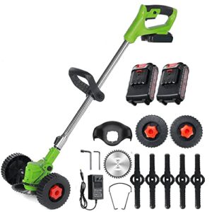 cordless grass trimmer weed wacker: 24v power grass trimmer lawn edger with 2.0ah li-ion battery, adjustable height weed eater tool for garden and yard