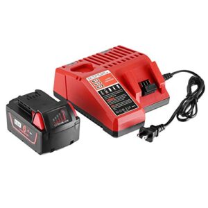 upgraded 6.0ah 18v replacement battery – compatible with milwaukee m 18 48-11-1852 18v lithium xc cordless power tools & charger for milwaukee m12 m14 m 18 li-ion battery