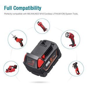 Upgraded 6.0Ah 18V Replacement Battery - Compatible with Milwaukee M 18 48-11-1852 18V Lithium XC Cordless Power Tools & Charger for Milwaukee M12 M14 M 18 Li-ion Battery