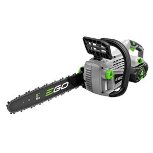 EGO Power+ 16-Inch 56-Volt Lithium-ion Cordless Chainsaw - 5.0Ah Battery and Charger Included, Black & CFM Variable-Speed 56-Volt Lithium-ion Cordless Leaf Blower 5.0Ah Battery and Charger Included