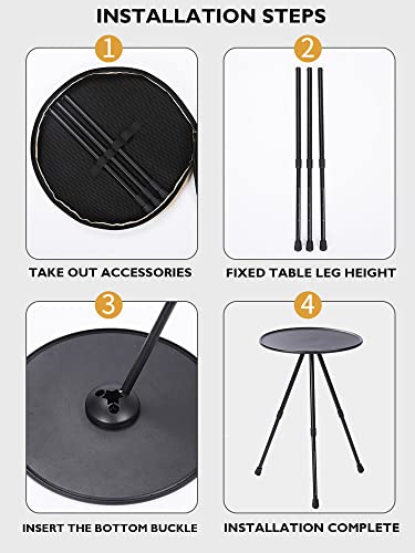 LOOVIU Folding Outdoor Side Tables, Weather Resistant Patio Side Table, Small Round Outdoor End Table for Porch Yard Balcony Deck Lawn, Black,FGP