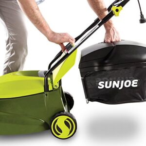 Sun Joe MJ401E-PRO Electric Lawn Mower w/Collapsible Handle, 3-Position Height Control, 10.6-Gallon Bag and Side Discharge Chute, 14"/13 Amp, Green