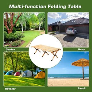 ZUZHII 3ft Low Height Portable Folding Wooden Travel Camping Table for Outdoor/Indoor Picnic, BBQ and Hiking with Carry Bag, Multi-Purpose for Patio, Garden, Backyard, Beach(Large, Natural Wood)