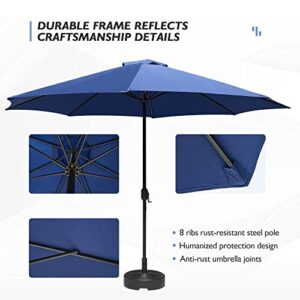 Mansader 11Ft Patio Umbrella Outdoor Table Market Umbrella with 8 Sturdy Ribs (Navy Blue)