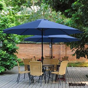 Mansader 11Ft Patio Umbrella Outdoor Table Market Umbrella with 8 Sturdy Ribs (Navy Blue)