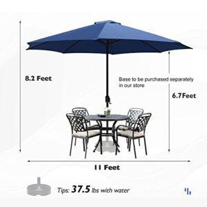 Mansader 11Ft Patio Umbrella Outdoor Table Market Umbrella with 8 Sturdy Ribs (Navy Blue)