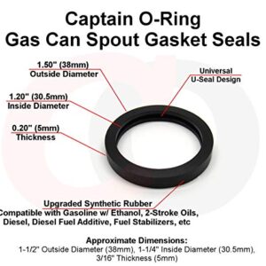 (6 Pack) Gas Can Spout Gasket Seals - Universal Rubber Replacement Gasoline/Fuel Jug Washer Seals (Upgraded Version, Compatible with Ethanol, Stabilizer, etc)