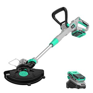Litheli 20V 12" Cordless String Trimmer & Wheeled Edger, Battery Powered, Automatic Line Feed, 2.0Ah Battery and Charger for Lawn Trimming and Edging