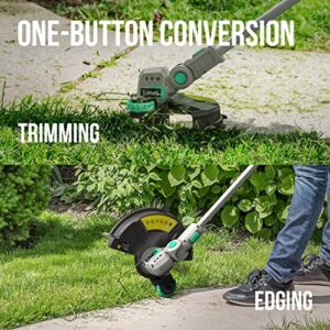 Litheli 20V 12" Cordless String Trimmer & Wheeled Edger, Battery Powered, Automatic Line Feed, 2.0Ah Battery and Charger for Lawn Trimming and Edging