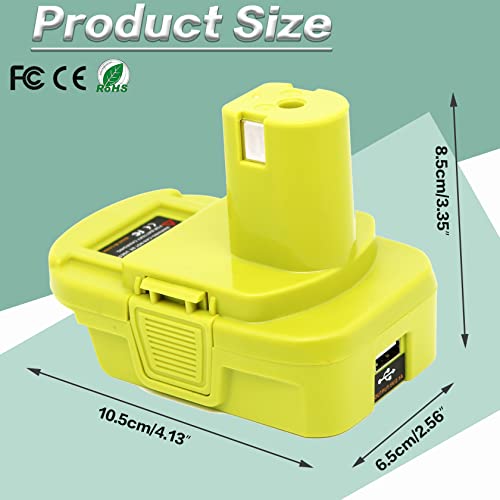 DM18RL Battery Adapter for Dewalt to Ryobi Battery Adapter, Convert Dewalt 20V Llithium Battery to Ryobi 18V P107 P108 Battery with 5V 2.1A MAX USB Charge