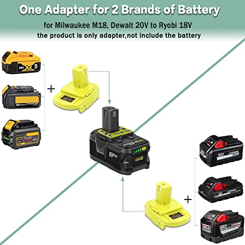 DM18RL Battery Adapter for Dewalt to Ryobi Battery Adapter, Convert Dewalt 20V Llithium Battery to Ryobi 18V P107 P108 Battery with 5V 2.1A MAX USB Charge