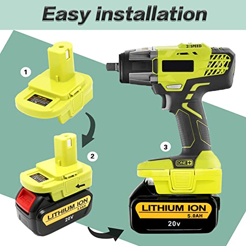 DM18RL Battery Adapter for Dewalt to Ryobi Battery Adapter, Convert Dewalt 20V Llithium Battery to Ryobi 18V P107 P108 Battery with 5V 2.1A MAX USB Charge