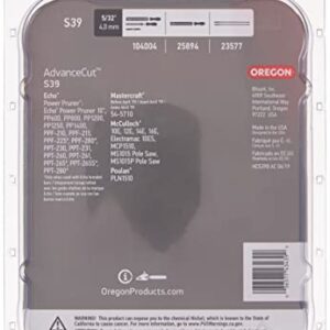 Oregon S39 AdvanceCut Replacement Chainsaw and Pole Saw Chain for 10-Inch Guide Bars, 39 Drive Links, Pitch: 3/8" Low Vibration, .050" Gauge, Fits Atlas, Makita, Poulan, and More,Gray