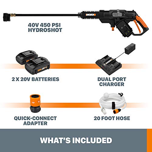 Worx 40V Power Share Hydroshot 2X20V Portable Power Cleaner (Batteries & Charger Included) - WG644