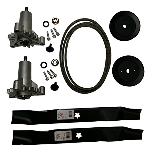 Mr mower parts deck rebuild kit for craftsman poulan Husqvarna included 2 heavy duty spindles 130794, 2 mulcher blades 134149, 2 pulleys 173436, deck belt 144959 95"