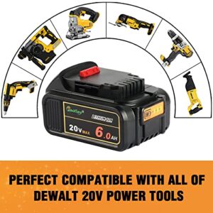 ZLWAWAOL 2 Pack DCB206 20V MAX 6.0Ah Replacement Battery Compatible with Dewalt 20V Battery DCB200 DCB203 DCB204 DCB206 20V DCD/DCF/DCG/DCS Series Cordless Power Tool