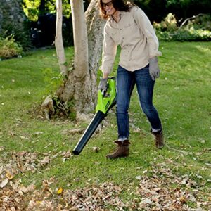 Greenworks 40V (115 MPH / 430 CFM) Brushless Cordless Axial Leaf Blower, 2.0Ah Battery and Charger Included & Greenworks 40V 2.0Ah Lithium-Ion Battery (Genuine Greenworks Battery)