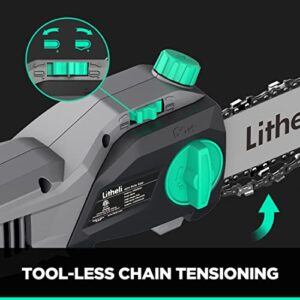 Litheli Cordless Pole Saw,10-Inch 40V Pole Saws for Tree Trimming, Battery Pole Saw for Branch Cutting, Trimming, Pruning, 2.5Ah Battery & Charger Included