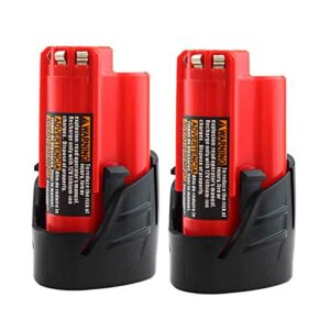 topbatt 3.0ah replacement battery compatible with milwaukee m12 12v battery 48-11-2411 48-11-2420 48-11-2401 48-11-2402 48-11-2401 12-volt lithium-ion battery 2 pack