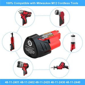 Topbatt 3.0Ah Replacement Battery Compatible with Milwaukee M12 12V Battery 48-11-2411 48-11-2420 48-11-2401 48-11-2402 48-11-2401 12-Volt Lithium-ion Battery 2 Pack