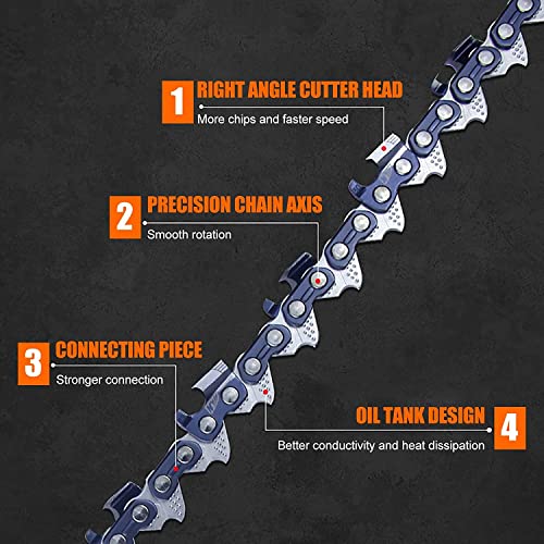 VOXPO 2-Pack S52 Chainsaw Chain 14 Inch .050" Gauge, 3/8" LP pitch, 52 Drive Links for Craftsman Greenworks Poulan Echo Husqvarna Stihl Ryobi