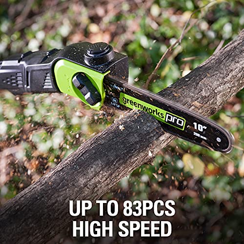 Greenworks Pro 80V 10 inch Brushless Cordless Polesaw, 2Ah Battery and Charger Included PS80L210