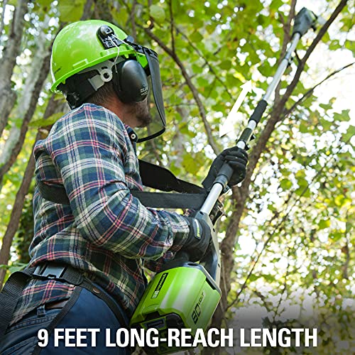 Greenworks Pro 80V 10 inch Brushless Cordless Polesaw, 2Ah Battery and Charger Included PS80L210