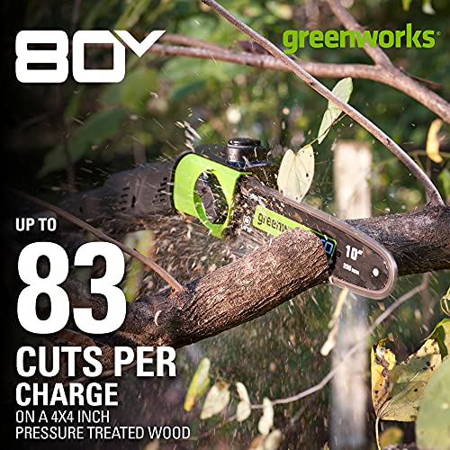 Greenworks Pro 80V 10 inch Brushless Cordless Polesaw, 2Ah Battery and Charger Included PS80L210