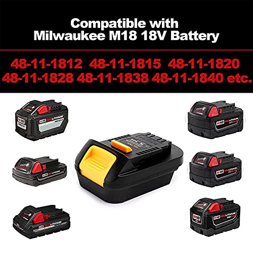 Ecarke Upgraded MIL18DL Battery Adapter for Milwaukee M18 18v Lithium Battery to DeWalt 18/20v Lithium Tool Battery Adapter