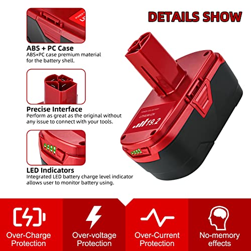 2 Pack 19.2V 5000mAh C3 Lithium Battery Replacement for Craftsman 19.2 Volt Battery XCP DieHard 315.115410 315.11485 1323903 130211004 11375 11045 315.Pp2011