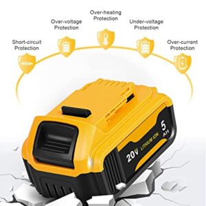 5.0Ah&3.0Ah 4-Pack Battery Set Replacement for Dewalt 20V Battery DCB203,DCB203-2,DCB205,DCB206,DCB200,DCB201,DCB180,DCB181,DCB182, Compatible with Dewalt 20V Tools, for DCD, DCF, DCG and DCS Series