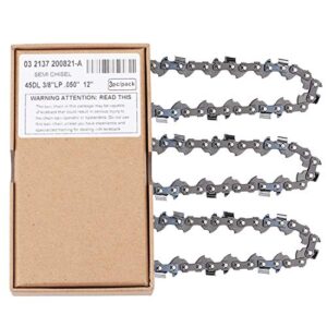 wellsking 3 pack 12 inch chainsaw chains 3/8 lp .050 inch 45 drive links fits for echo greenworks 40v chainsaw