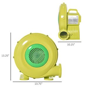 Outsunny Electric Air Blower 450-Watt Fan Blower Compact and Energy Efficient Pump Indoor Outdoor for Inflatable Bounce House, Bouncy Castle and Pneumatic Swimming Pool, Yellow