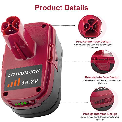 TREE.NB 6000mAh 19.2V Lithium Battery Compatible with Craftsman All 19.2 Volt, Craftsman 19.2V C3 XCP 11375 11376 1323903 130279005 315.114852 315.101540 11098 Cordless Power Tools Battery(2 Packs)