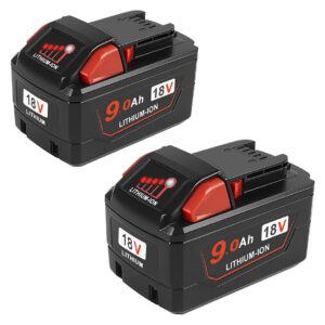 aoasur 2packs 9.0ah replacement for milwaukee 18v battery