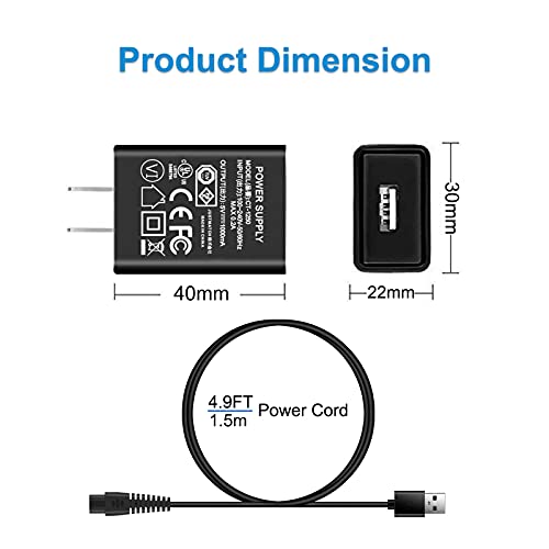 Replacement for MANSCAPED Charger for MANSCAPED Lawn Mower 3.0 & 2.0 Electric Groin Hair Trimmer, The Weed Whacker Nose and Ear Hair Trimmer Replacement MANSCAPED Lawn Mower Charger Cord (UL Listed)