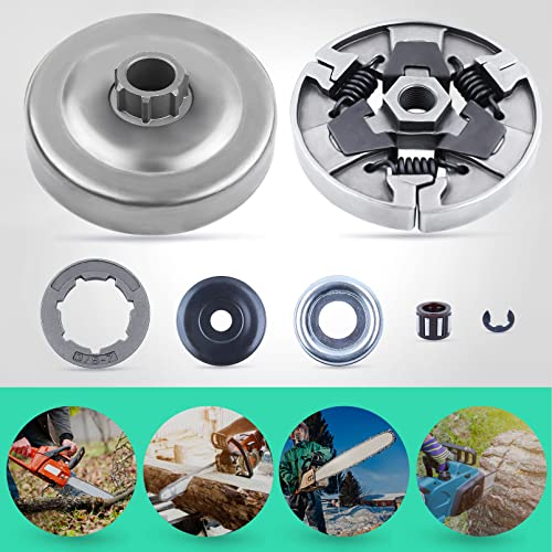 Adefol Chainsaw 3/8"-7 Clutch Drum Rim Sprocket Kit for Stihl MS660 066 064 MS640 MS661 Replacement Parts with Washer E-Clip Needle Bearing