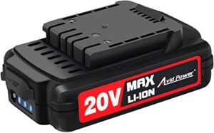 avid power 20v max lithium ion rechargeable battery with real-time capacity indicator and usb output, only compatible 20v cordless tools