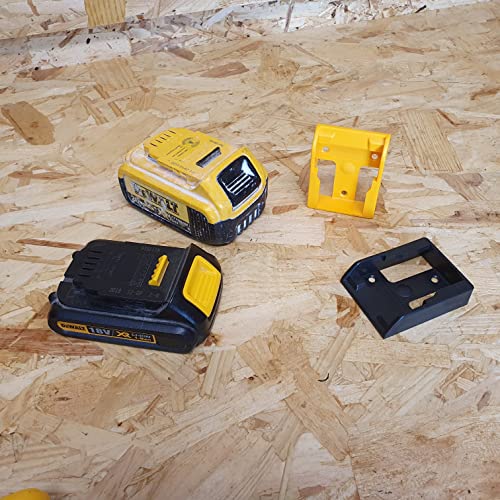 StealthMounts DeWalt Battery Holders 20v/60v | Cordless Battery Mounts for DeWalt Power Tools | 6 Pack | DeWalt Battery Organizers (Yellow)