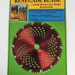 Renegade Blade 1 Blade 8"-56t Razor/Hybrid - Combo Specialty - GS1 Barcode Shelf Hanging Blister Pack - Carbide Brush Cutter Weed Eater Blades, 203mm Diameter