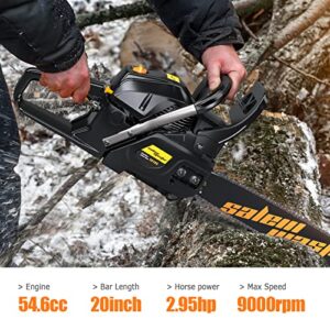 SALEM MASTER Gas Chainsaw 20-Inch Powered Chain Saws 54.6CC 5518S Petrol Chainsaw 2-Cycle for Trees and Wood Cutting