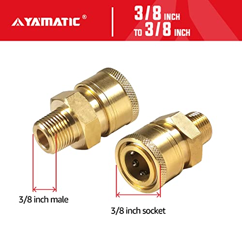 YAMATIC Pressure Washer Adapter Couplers, 3/8'' Quick Connect Socket to 3/8'' Male NPT Fitting, Quick Connector for 3/8'' Pressure Washer Hose and Gun,5000 PSI (1 PCS)