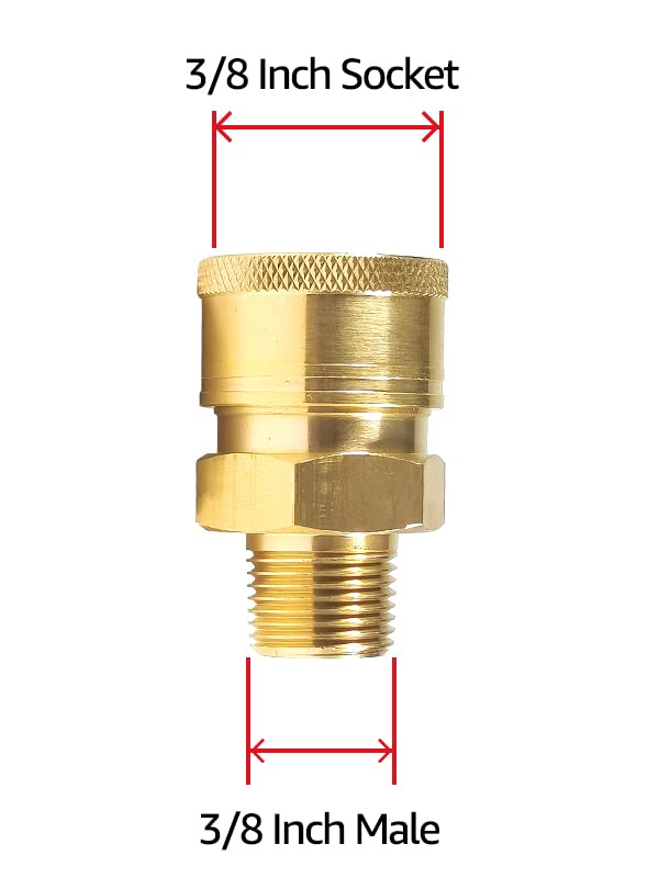 YAMATIC Pressure Washer Adapter Couplers, 3/8'' Quick Connect Socket to 3/8'' Male NPT Fitting, Quick Connector for 3/8'' Pressure Washer Hose and Gun,5000 PSI (1 PCS)