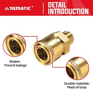 YAMATIC Pressure Washer Adapter Couplers, 3/8'' Quick Connect Socket to 3/8'' Male NPT Fitting, Quick Connector for 3/8'' Pressure Washer Hose and Gun,5000 PSI (1 PCS)