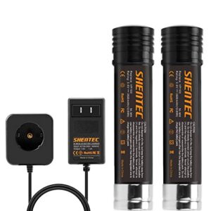 shentec 2 pack 3.5ah 3.6v replacement battery compatible with black & decker versapak vp100 vp105 vp110 vp142 vp143 sears-craftsman pivot180 plr36nc s100 s110 ni-mh (battery charger included)