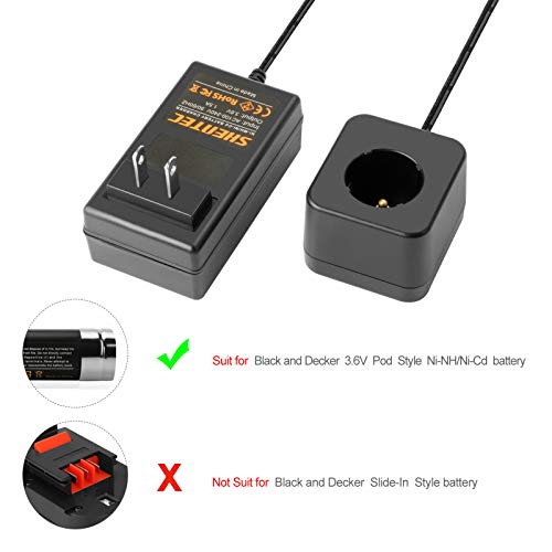 Shentec 2 Pack 3.5Ah 3.6V Replacement Battery Compatible with Black & Decker Versapak Vp100 Vp105 Vp110 Vp142 Vp143 Sears-Craftsman Pivot180 PLR36NC S100 S110 Ni-MH (Battery Charger Included)