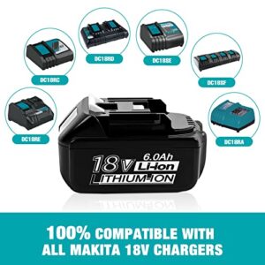 [New UPGRADER] 2Pack DSANKE 18V 6.0Ah BL1850B Battery Replacement for Makita 18V Battery BL1830 BL1850 BL1840 BL1850B-2 BL1845 BL1815 BL1820 BL1860B LXT-400 18-Volt Cordless Power Tools Batteries