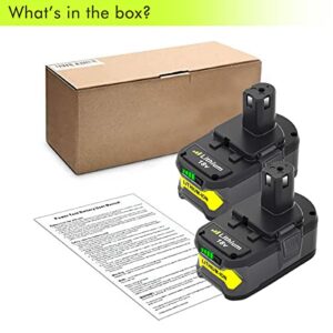 2Packs 6.0Ah 18V P108 Replacement for Ryobi 18V Battery Compatible with Ryobi 18 Volt Battery Lithium ion P102 P103 P104 P105 P107 P108 P109 P122 for Ryobi Battery Cordless Tool (with Indicator)